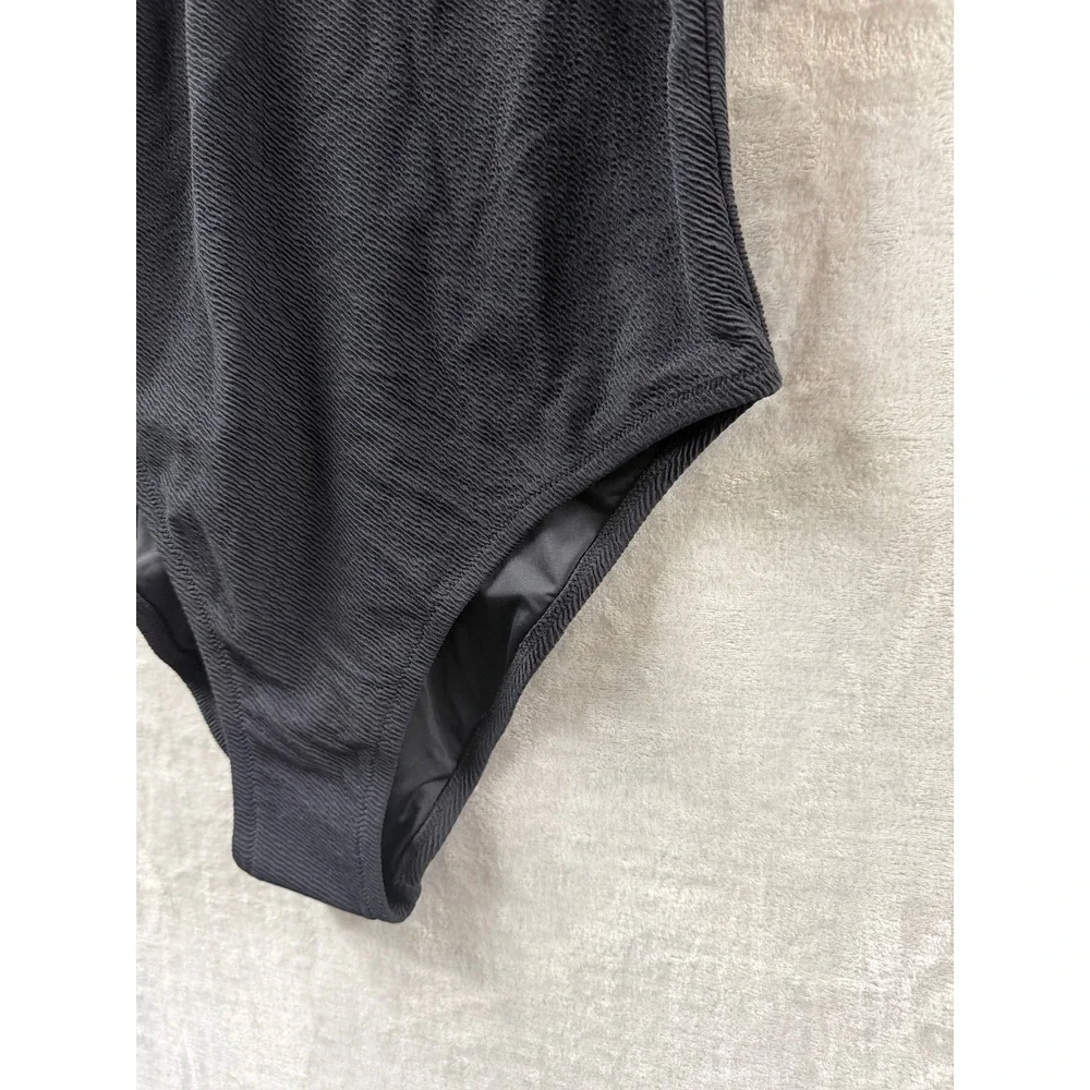 Solid & Striped The Hailey Womens Black Textured Seersucker Scoop Back Swimsuit